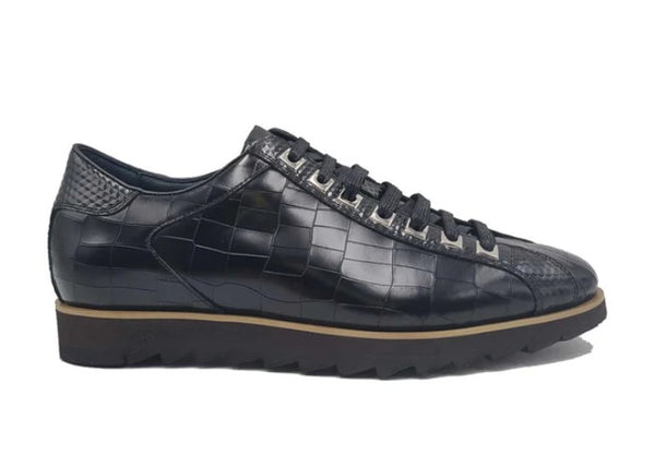 Carrucci Crocodile Leather Sneaker - Black
