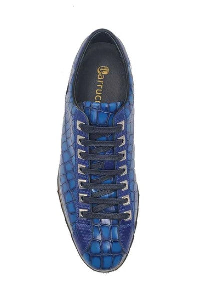 Carrucci Crocodile Leather Sneaker - Blue