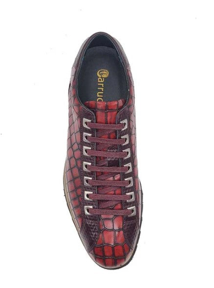 Carrucci Crocodile Leather Sneaker - Burgundy