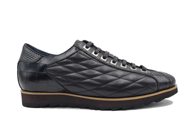 Carrucci Quilted Leather Sneaker - Black