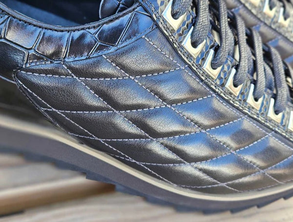 Carrucci Quilted Leather Sneaker - Black