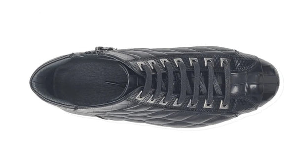 Carrucci Alligator High Top Sneaker - Black