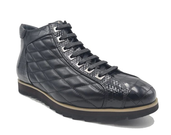 Carrucci Alligator High Top Sneaker - Black