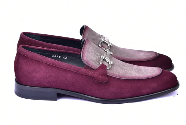 Corrente Printed Suede Loafer - Burgundy/Taupe
