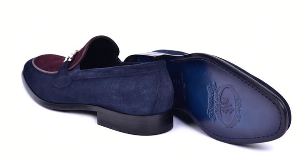 Corrente Printed Suede Loafer - Navy/Burgundy