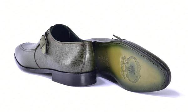 Corrente Grain Calfskin Monkstrap - Green