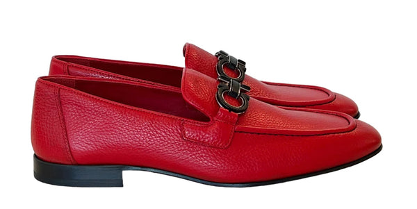 Pelle Pebbled Leather Loafer - Red