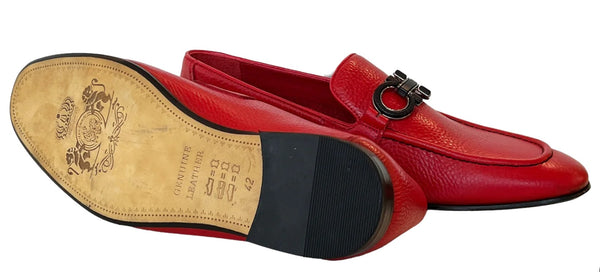 Pelle Pebbled Leather Loafer - Red
