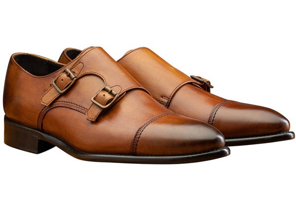 Toscana Leather Monkstrap Shoe - Caramel
