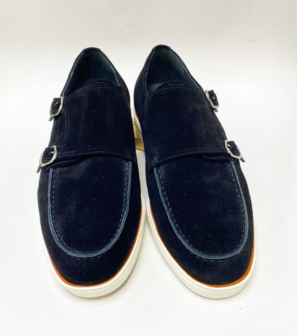 Maurice Suede Double Monkstrap - Black