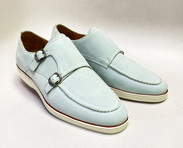 Maurice Suede Monkstrap Shoe - Sky/Blue