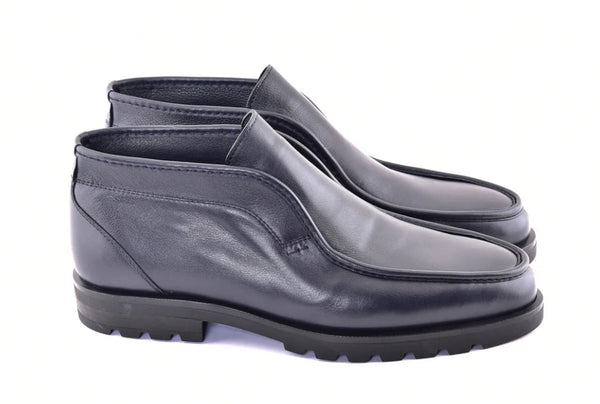 Corrente Leather Shearling Boot - Navy