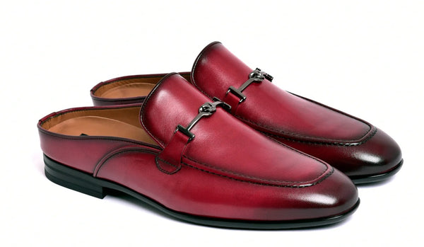 Corrente Leather Mule - Burgundy