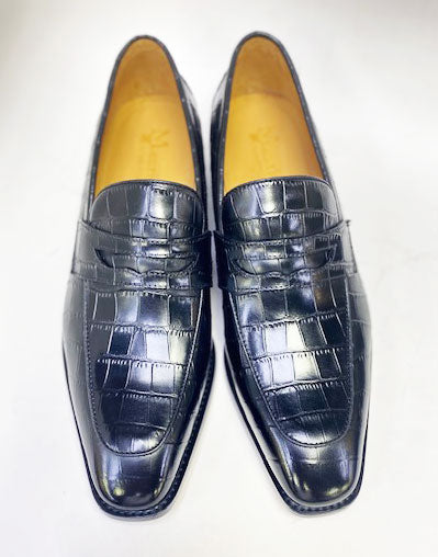 Maurice Croco Leather Loafer - Black