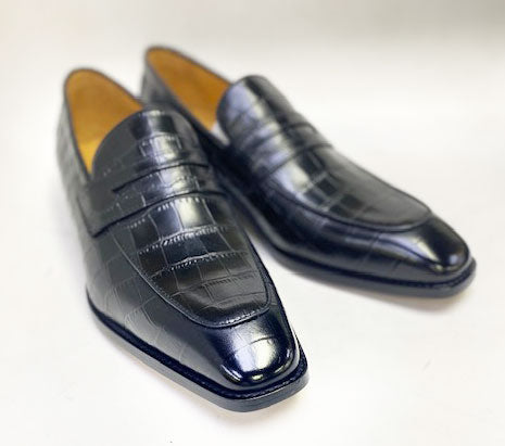 Maurice Croco Leather Loafer - Black