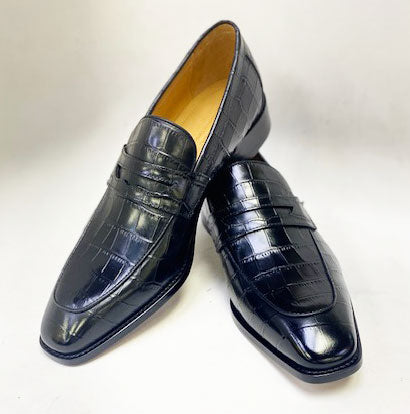 Maurice Croco Leather Loafer - Black