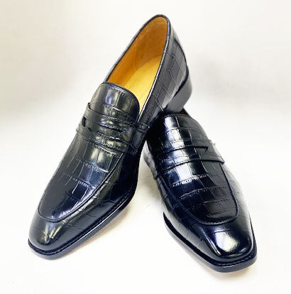 Maurice Croco Leather Loafer - Black