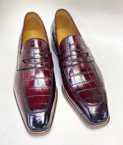 Maurice Croco Leather Loafer - Burgundy