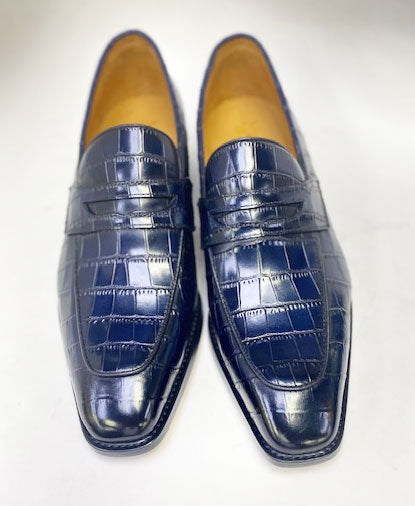 Maurice Croco Leather Loafer - Navy