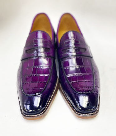 Maurice Croco Leather Loafer - Purple