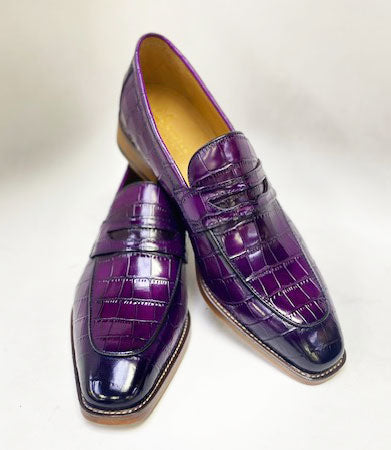 Maurice Croco Leather Loafer - Purple