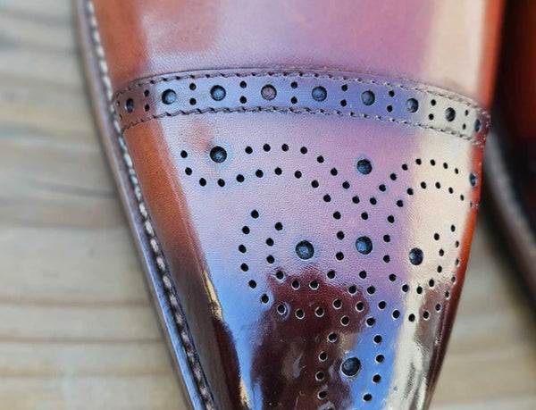 Carrucci Calfskin Lace-Up Shoe - Whiskey