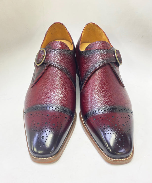 Maurice Deerskin Monkstrap Shoe - Burgundy