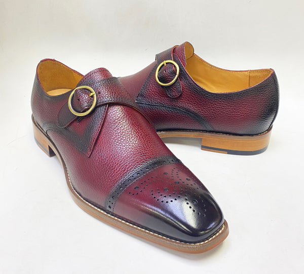 Maurice Deerskin Monkstrap Shoe - Burgundy