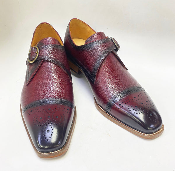 Maurice Deerskin Monkstrap Shoe - Burgundy