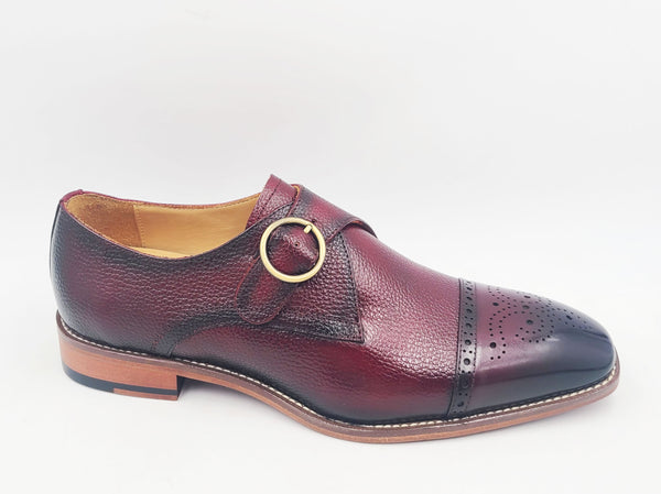 Maurice Deerskin Monkstrap Shoe - Burgundy