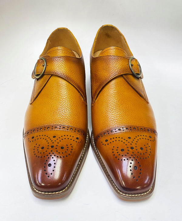 Maurice Deerskin Monkstrap Shoe - Cognac