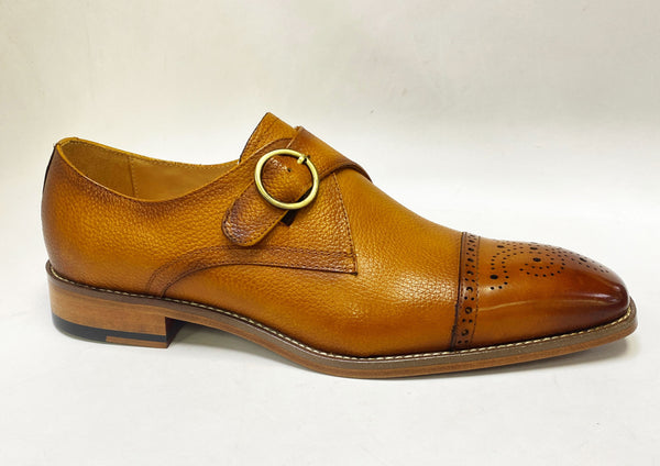 Maurice Deerskin Monkstrap Shoe - Cognac