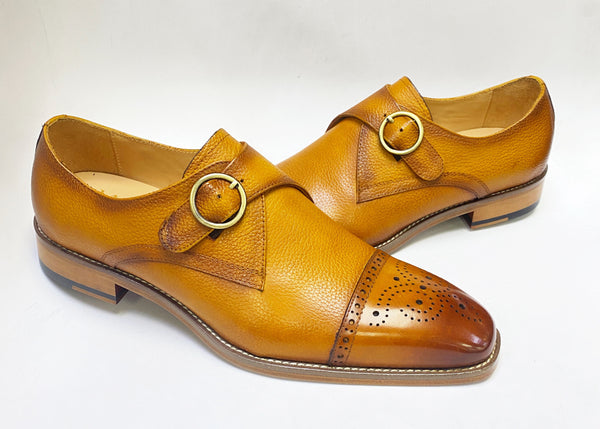 Maurice Deerskin Monkstrap Shoe - Cognac