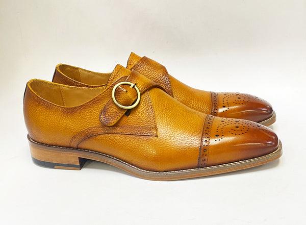 Maurice Deerskin Monkstrap Shoe - Cognac