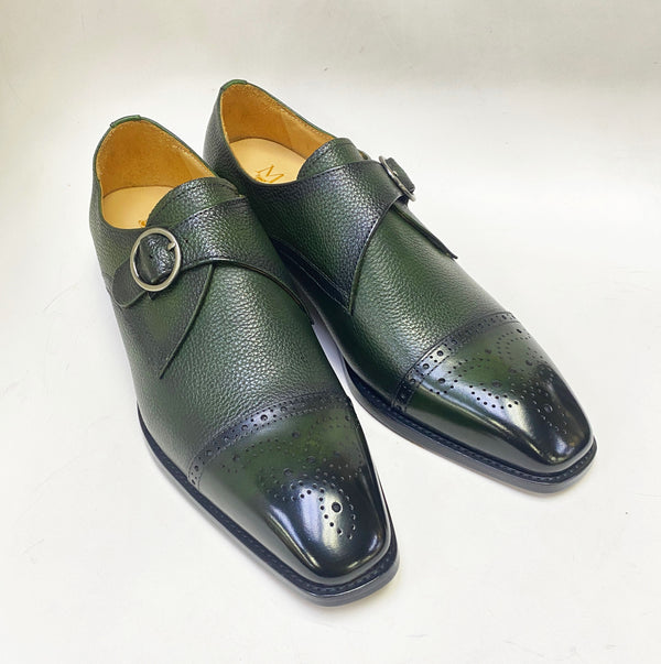 Maurice Deerskin Monkstrap Shoe - Olive
