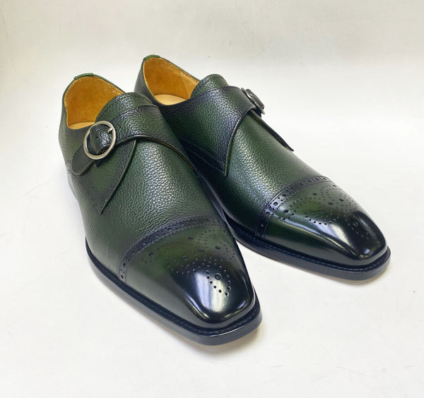 Maurice Deerskin Monkstrap Shoe - Olive