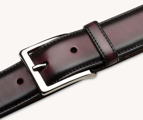 Mezlan Calfskin Belt - Burgundy