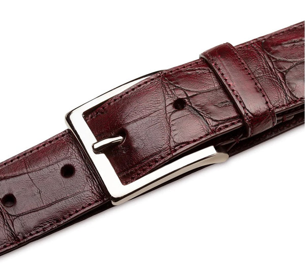 Mezlan Crocodile Belt - Burgundy
