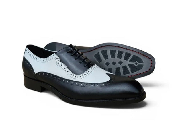 Carrucci Alex Two Tone Wingtip Oxford Black/White