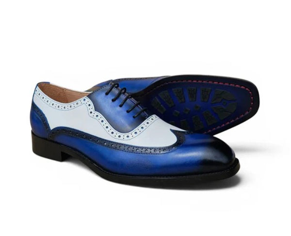 Carrucci Alex Two Tone Wingtip Oxford Blue/White