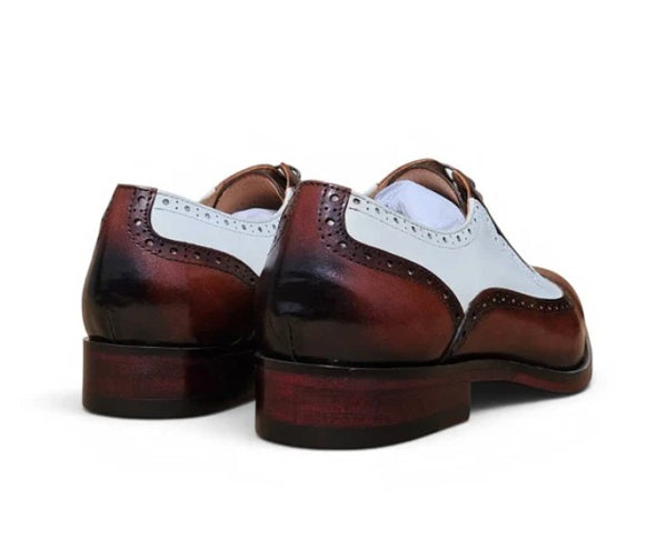 Carrucci Alex Two Tone Wingtip Oxford Whiskey/White