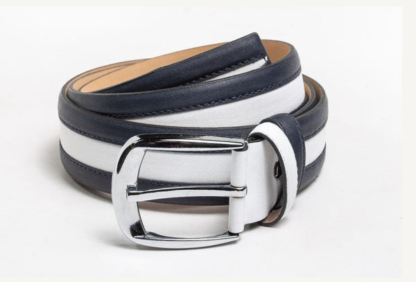 C Collection Leather Belt - Black/White
