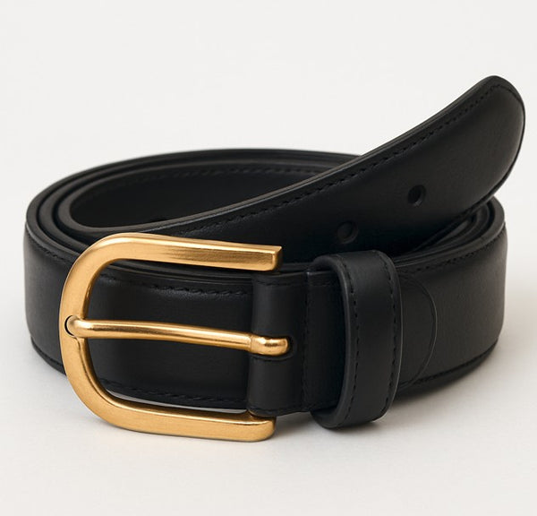 C Collection Calfskin Leather Belt - Black