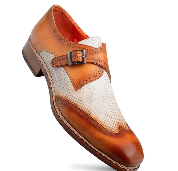 Mezlan Blanes Calfskin Monkstrap - Camel/Bone