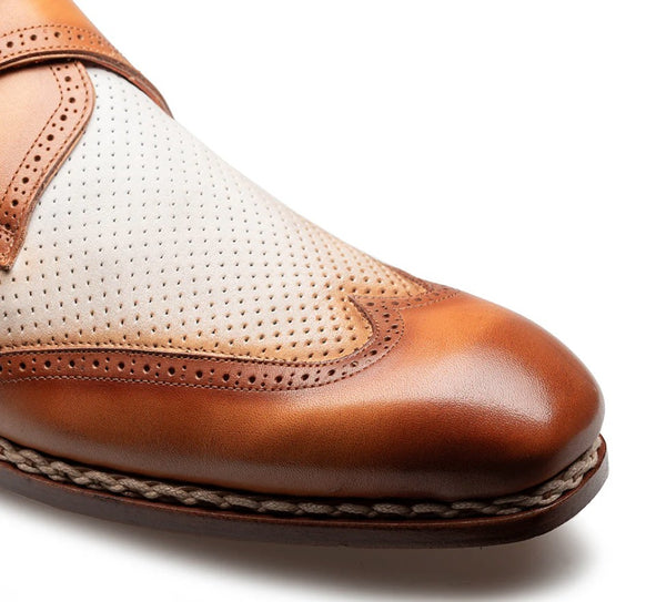Mezlan Blanes Calfskin Monkstrap - Camel/Bone