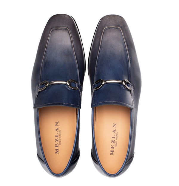 Mezlan Calfskin Loafer - Blue/Pearl
