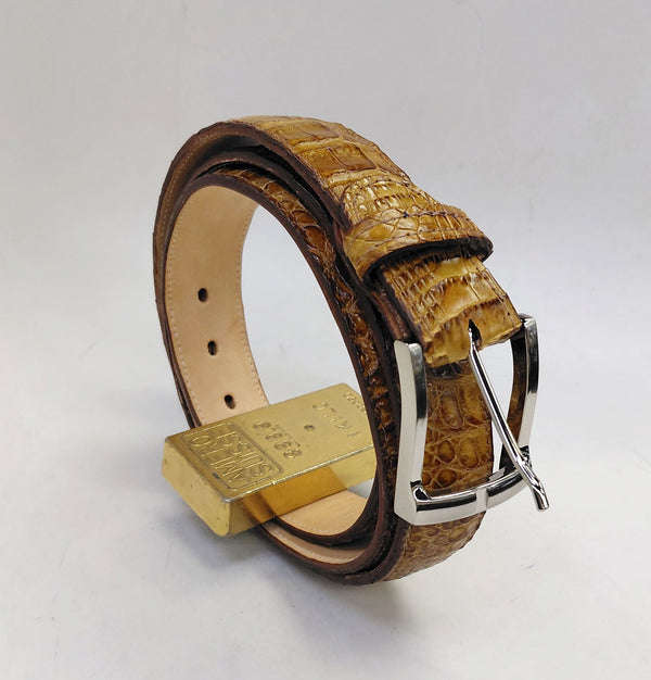 Mezlan Crocodile Belt - Camel