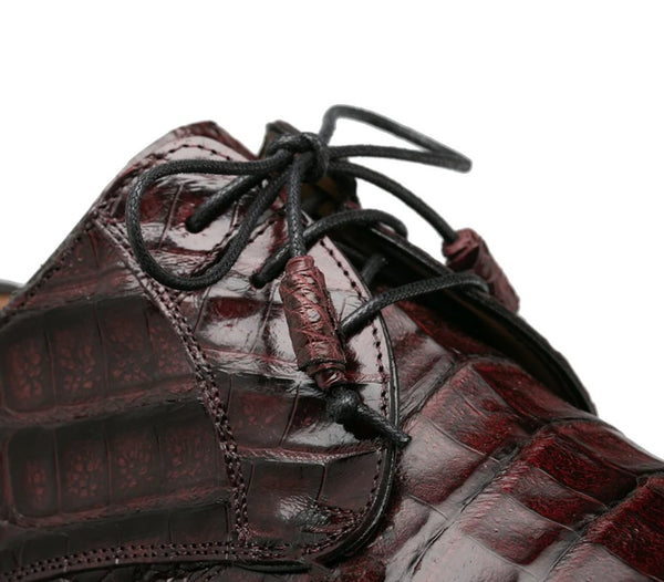 Mezlan "Cratos" Crocodile Derby Burgundy
