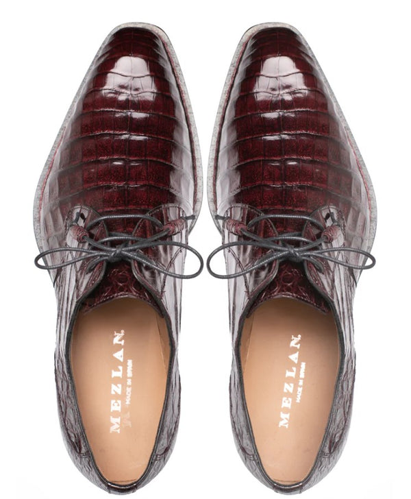 Mezlan "Cratos" Crocodile Derby Burgundy