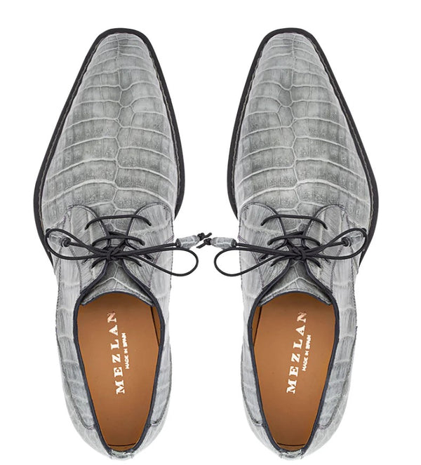 Mezlan "Cratos" Crocodile Derby Pearl/Grey